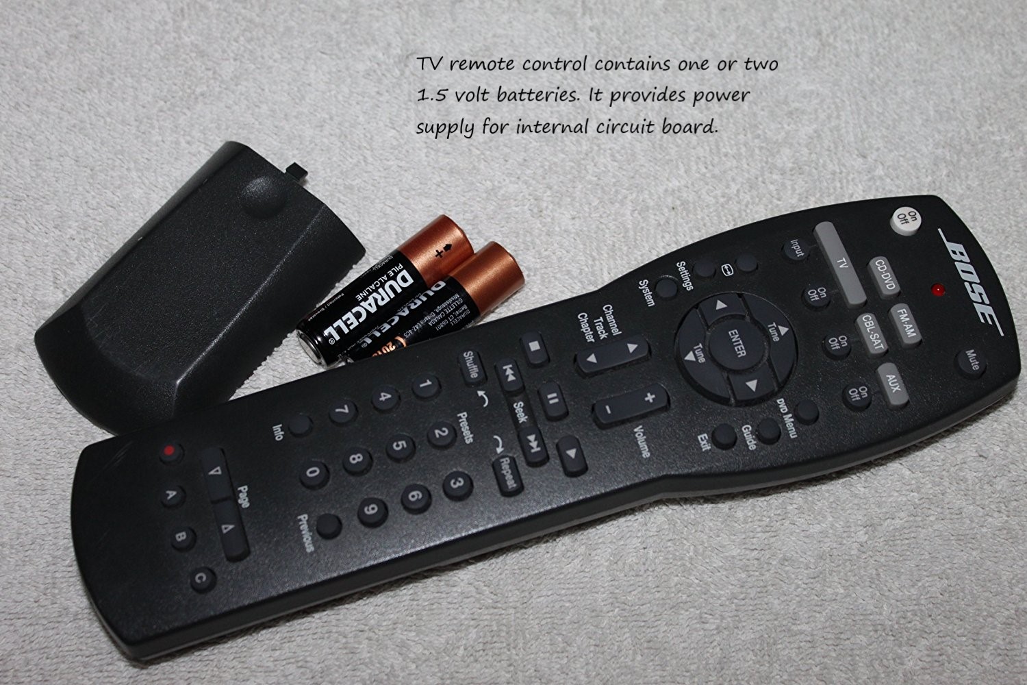 TV remote with batteries