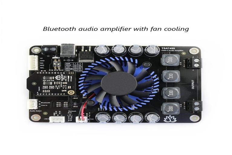 Bluetooth audio amplifier circuit with cooling fan