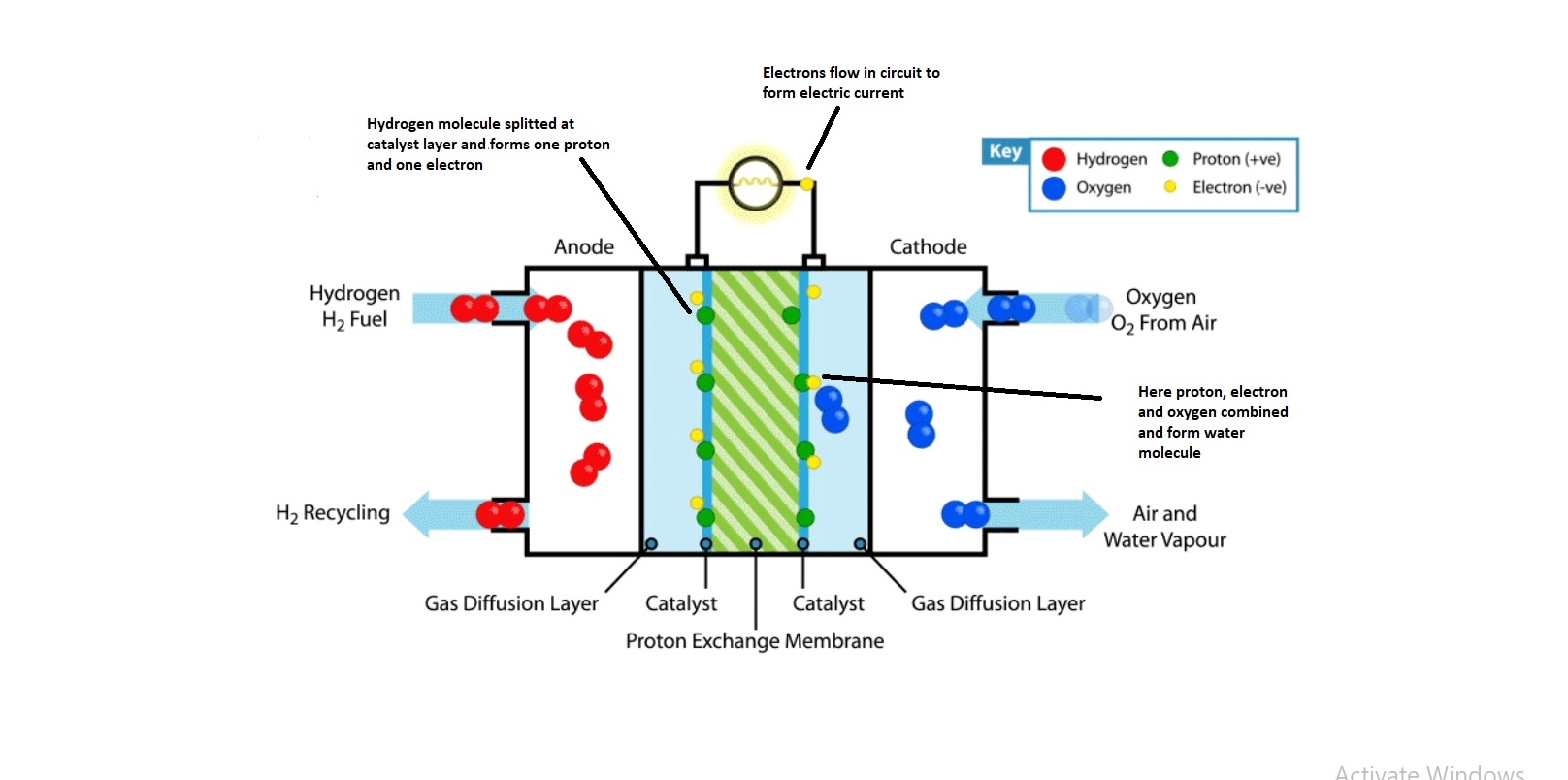 Working process of fuel cell